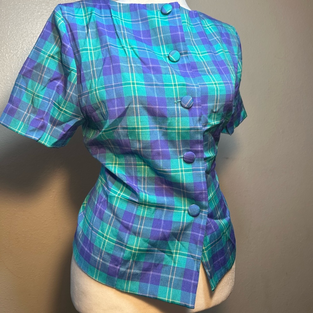 Vintage 1970's Plaid Punk Math Nerd two tone women size 10p - Picture 9 of 10